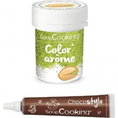 SCRAPCOOKING Colorant Alimentaire Vert Arôme Pistache + Stylo Chocolat