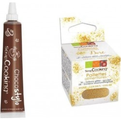 SCRAPCOOKING Stylo Chocolat + Paillettes Dorées