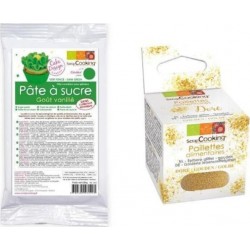 SCRAPCOOKING Pâte À Sucre Verte 250 G Arôme Vanille + Paillettes Dorées