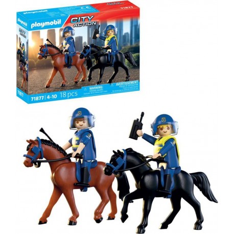 PLAYMOBIL 2 POLICIERS CAVALIERS AVEC LEURS CHEVAUX-71877