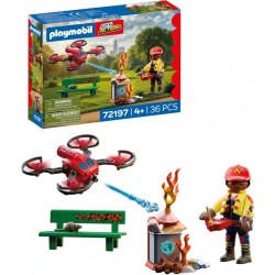 PLAYMOBIL 72197 DRONE DE POMPIERS AVEC FLECHES D'EAU