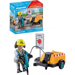 PLAYMOBIL 71752 OUVRIER MARTEAU PIQUEUR ET SIGNALISATION