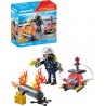 PLAYMOBIL 71826 POMPIER POMPE A EAU ET RESERVOIR ENFLAMME