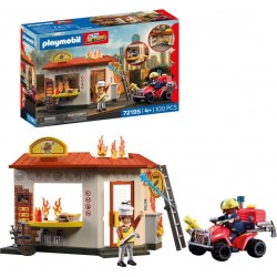 PLAYMOBIL 72195 RESTAURANT EN FEU & QUAD DE POMPIERS