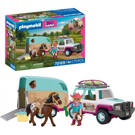 PLAYMOBIL 72129 VEHICULE AVEC REMORQUE A CHEVAUX