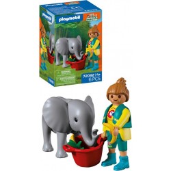 PLAYMOBIL 72092 ZOO ELEPHANTEAU ET GARDIEN DE ZOO