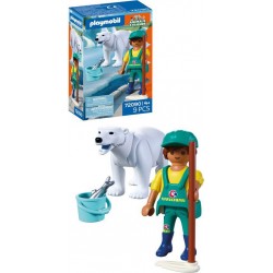 PLAYMOBIL 72090 ZOO OURS POLAIRE ET GARDIEN DE ZOO